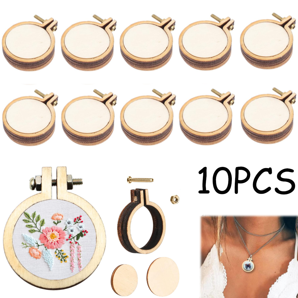 Embroidery Hoop Stand - 10 ชิ้น/เซ็ตไม้มินิเย็บปักถักร้อย Hoop แหวน Cross Stitch