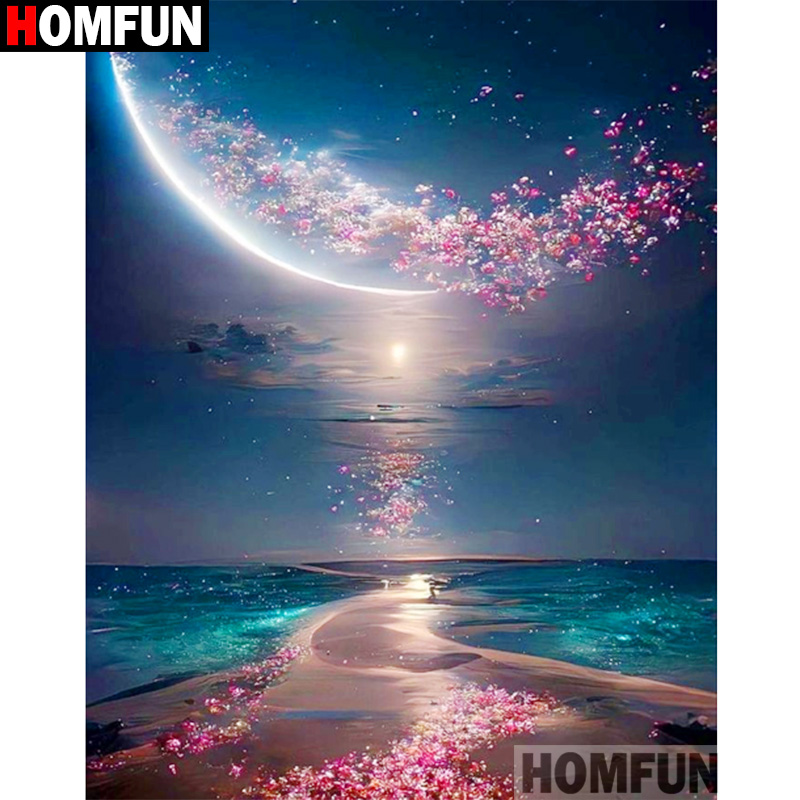 Embroidery Cross Stitch Patterns - งานเย็บปักถักร้อยพลอยเทียมลายเพชร5D Homfun ภาพวาดเพชรปักครอสติชแบบ DIY ปักเพชร 