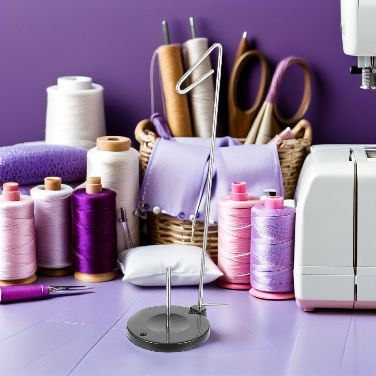 Embroidery Thread - ที่วางหลอดด้าย 4 ชิ้น ปรับระดับได้ ทำจากพลาสติก สำหรับจัดเก็บด้ายเย็บผ้า