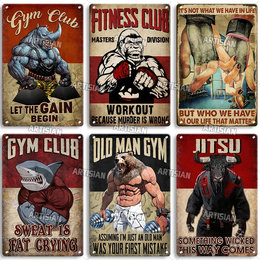 Embroidery Writing - ป้ายโลหะตกแต่งผนังลายศิลปะคำคมสร้างแรงบันดาลใจจาก Old Man Gym Club ของตกแต่งห้องฟิตเนส