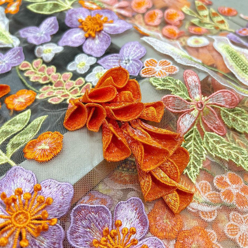 Embroidery Yellow Flower - ความหนาแน่นสูงสีเหลือง WIND CHIME มือเล็บดอกไม้ 3D สีสันเย็บปักถักร้อย