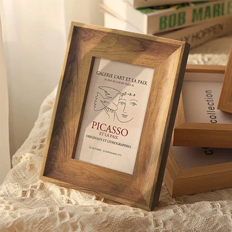 Frame Display Wood - กรอบรูปไม้ 5/6/7/8/10 นิ้ว A4 ขนาดไม้ภาพสําหรับครอบครัวคนรักจอแสดงผลปรับแต่งภาพเทศกาลตกแต่ง