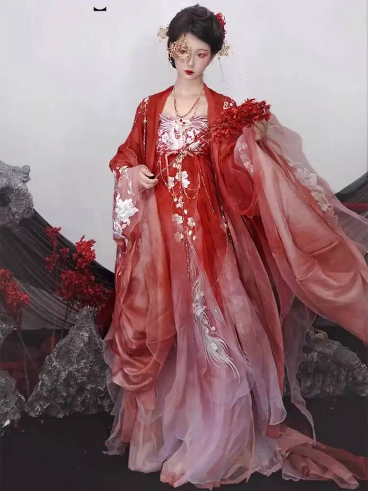 Embroidery Set - ชุดฮันฟูผู้หญิง ปักลายหนัก หรูหรา ชุดเฮซี แขนกว้าง ชุดโบราณ