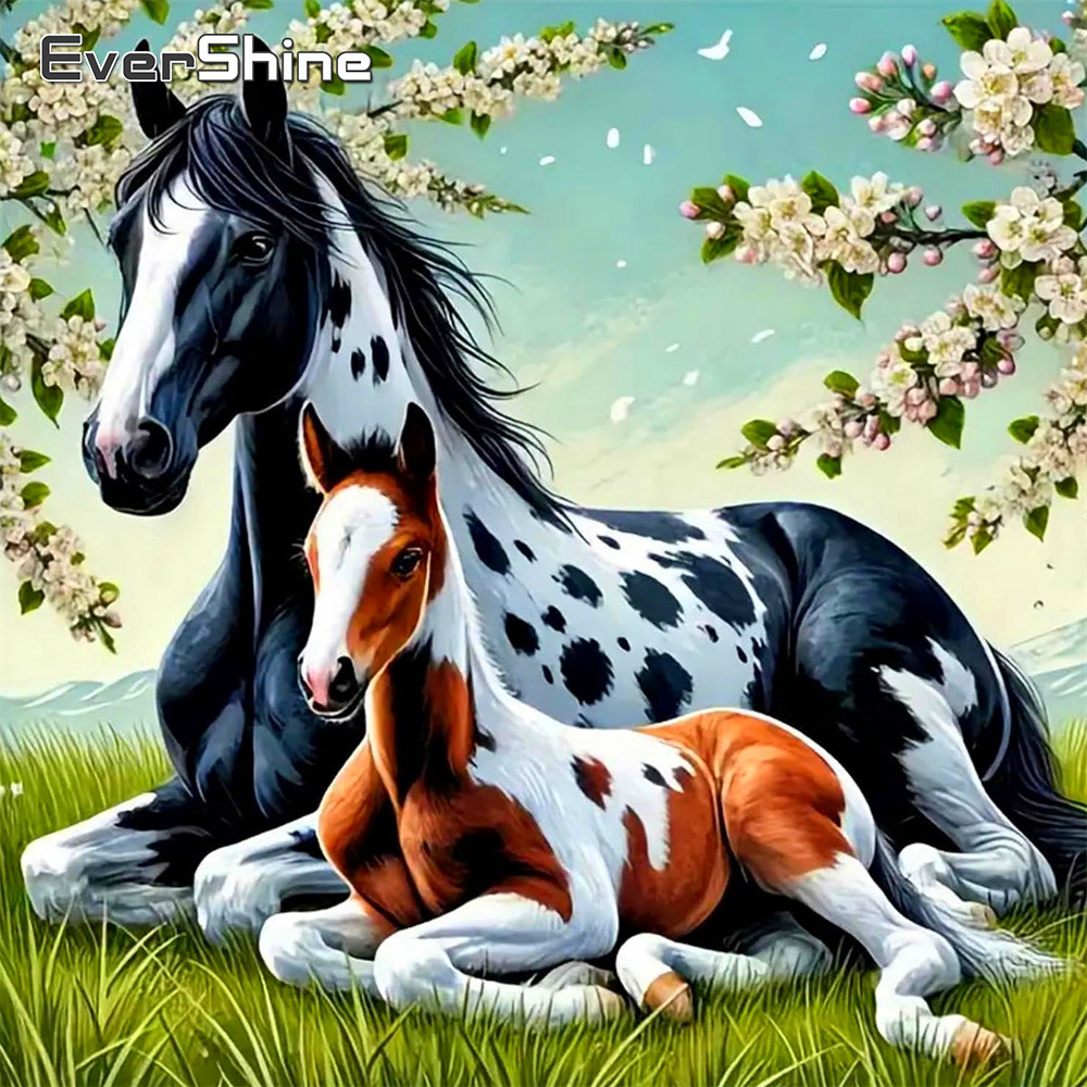 Embroidery Design Patterns Flowers - ชุดปักครอสติชลายม้า Evershine พร้อมผ้าแคนวาสพิมพ์ลาย งานปักลายดอกไม้ งานฝีมือแฮนด์เมดสุดพิเศษ
