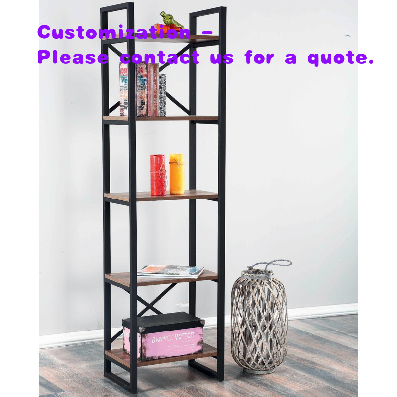 Frame Display Wood - ชั้นวางหนังสือโครงโลหะสไตล์โมเดิร์นอุตสาหกรรม พร้อมชั้นวางไม้แบบเปิด สำหรับจัดเก็บและโชว์ของ ใช้ได้ในห้องนั่งเล่น สำนักงาน และบ้าน