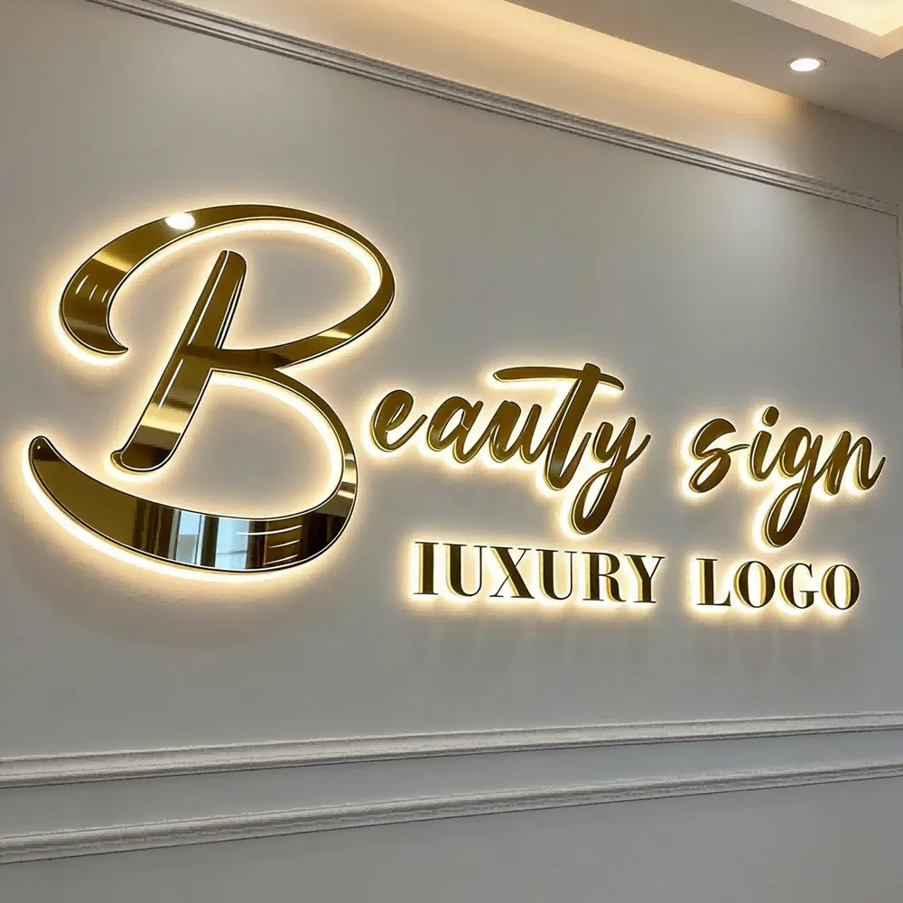 Embroidery Writing - ป้ายไฟโลโก้ธุรกิจแบบกำหนดเอง 3 มิติ ป้ายโลหะเรืองแสงขนาดใหญ่ ป้ายไฟ LED