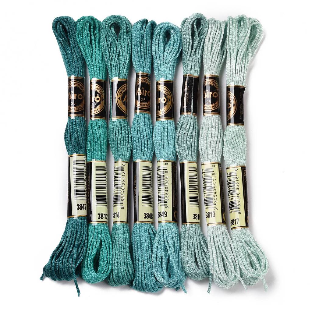 Embroidery Thread - 1 ชุด 8 ม้วน ไหมปักโพลีเอสเตอร์ 0.5