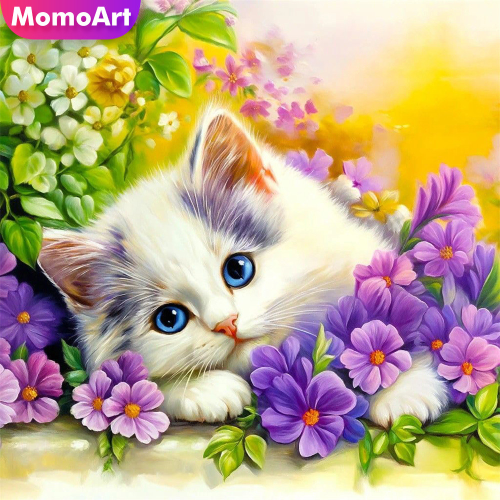 Embroidery Design Patterns Flowers - โมโมอาร์ต ชุดปักครอสติชลายแมว ลายดอกไม้ 11CT ผ้าปักลายสำเร็จรูป งานปักมือ