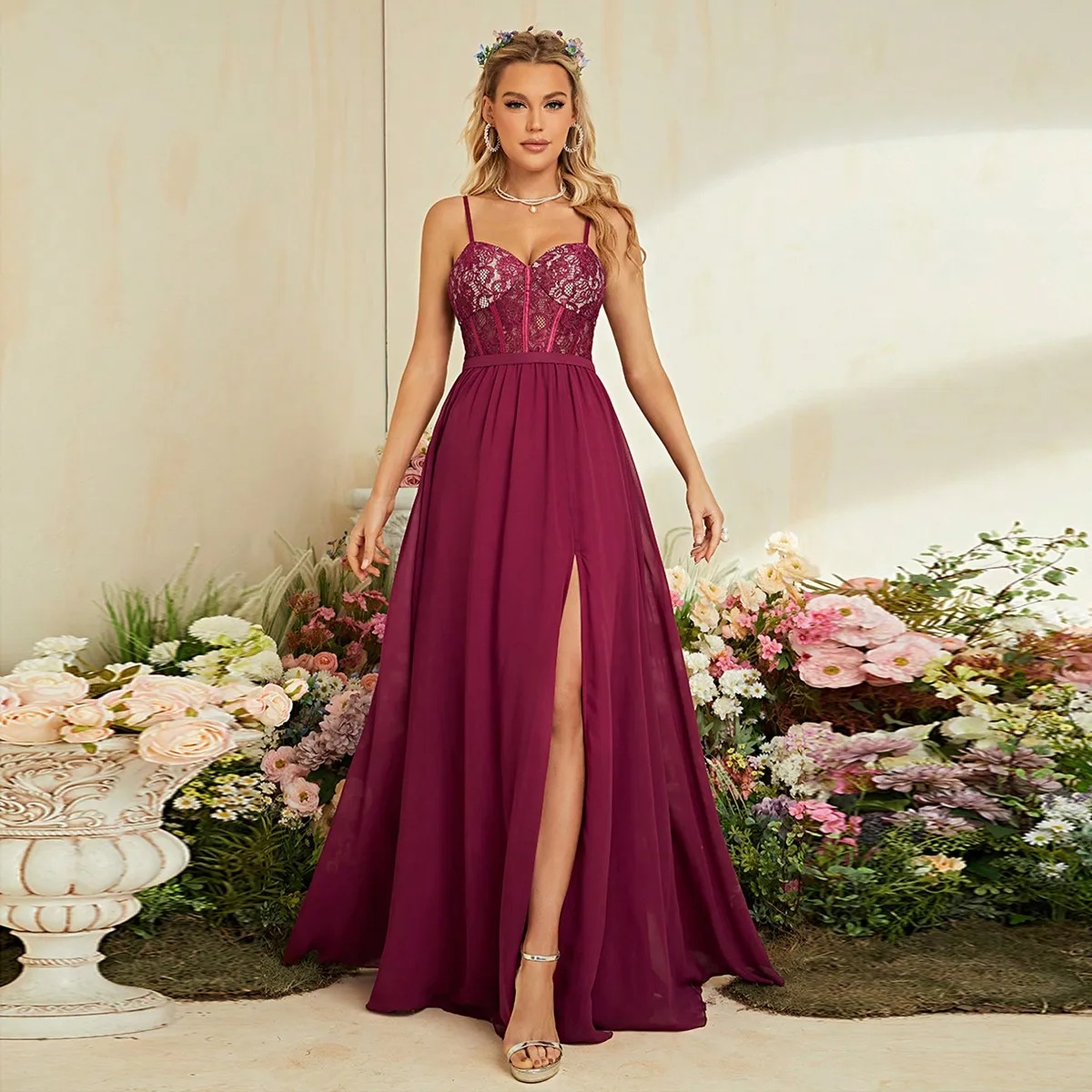 ชุดราตรียาวสายเดี่ยวสีพื้น ตกแ - Embroidery Online Designs บทวิจารณ์และราคา