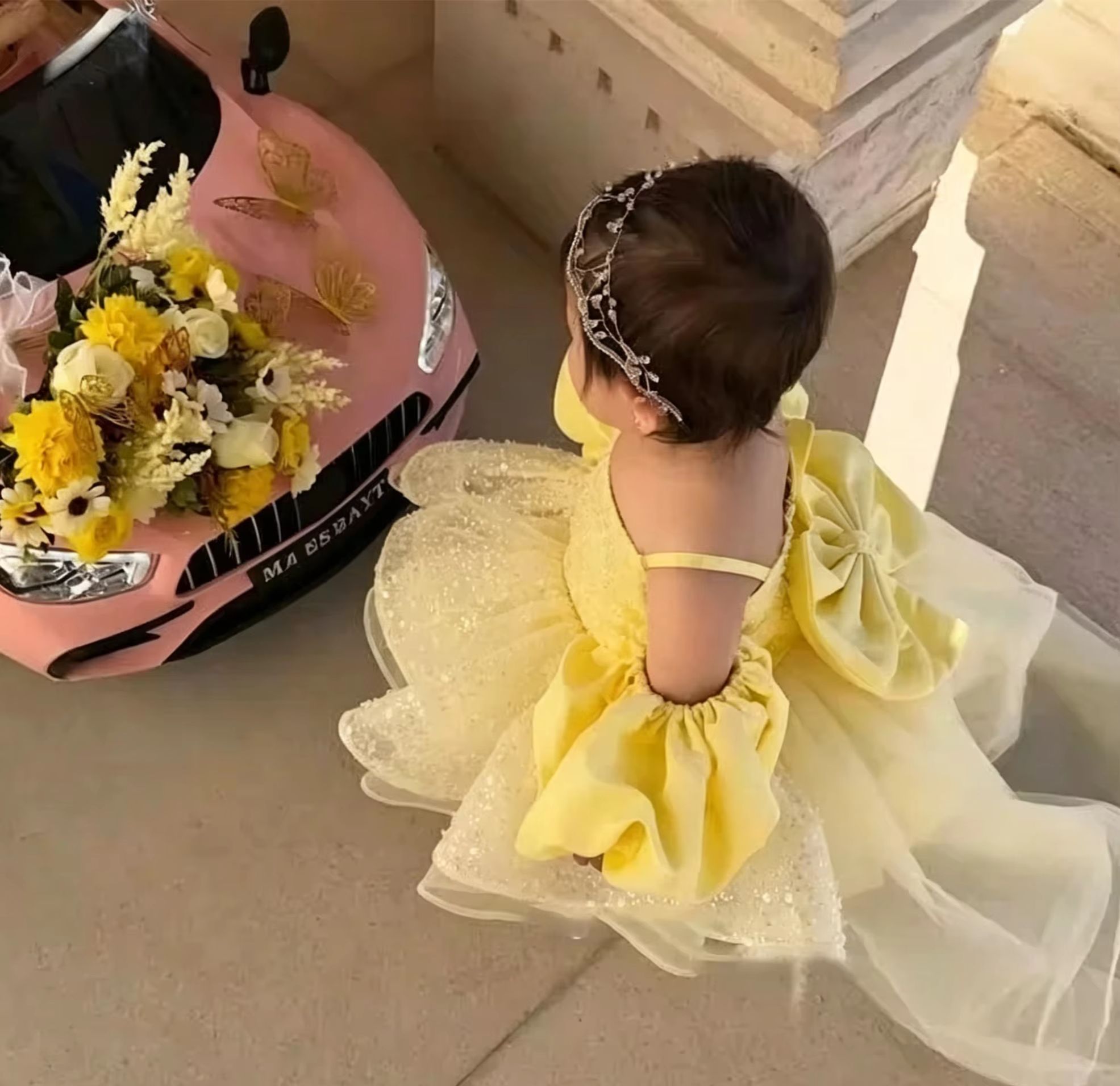 ชุดเดรสเด็กผู้หญิงสีเหลืองน่าร - Embroidery Yellow Flower บทวิจารณ์และราคา
