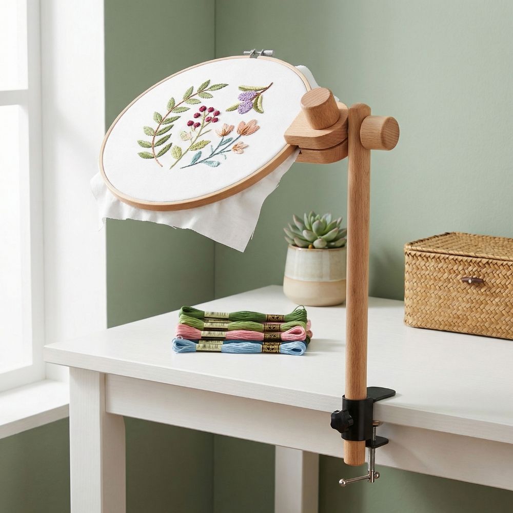 ขาตั้งวงแหวนปักผ้าไม้บีช หมุนไ - Embroidery Hoop Stand บทวิจารณ์และราคา
