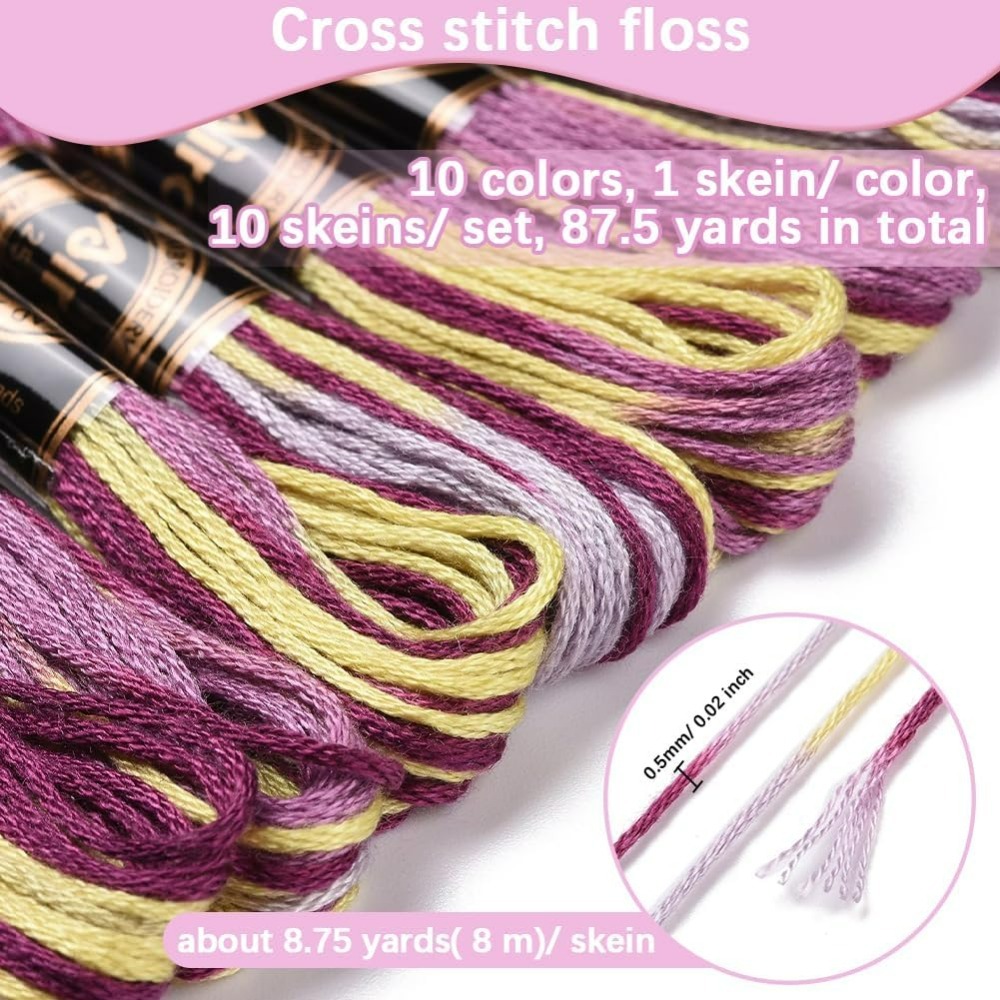 6 Strands สีม่วง Variegated เย - Embroidery Thread บทวิจารณ์และราคา