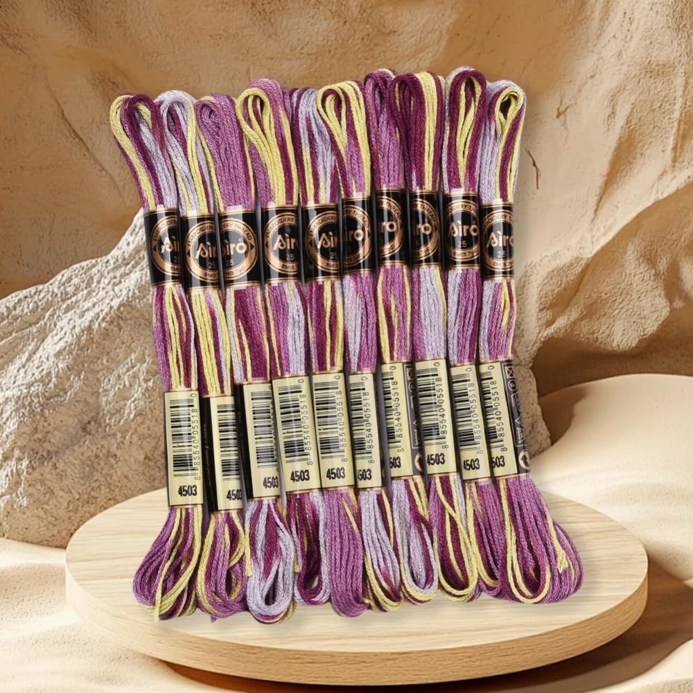 6 Strands สีม่วง Variegated เย - Embroidery Thread บทวิจารณ์และราคา