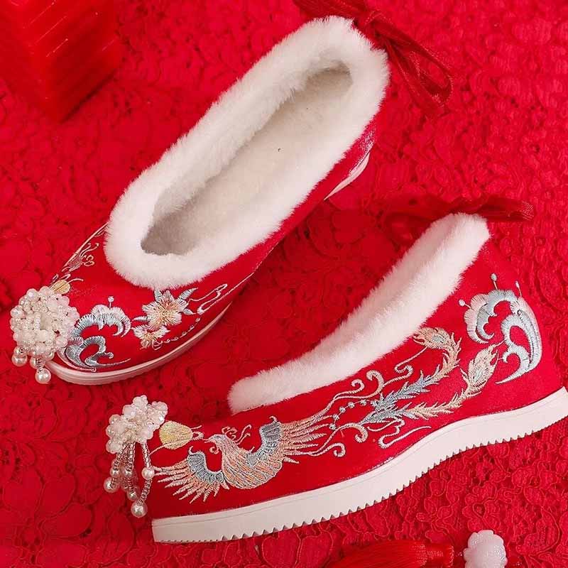 รองเท้าฮันฟูฤดูหนาวสำหรับผู้หญ - Embroidery Red บทวิจารณ์และราคา