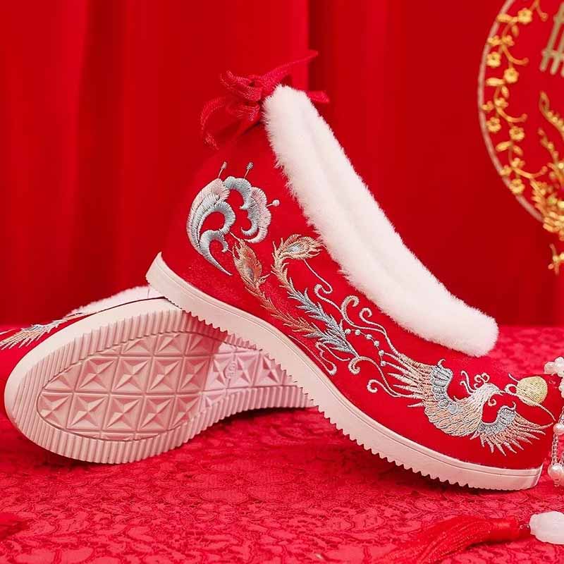 รองเท้าฮันฟูฤดูหนาวสำหรับผู้หญ - Embroidery Red บทวิจารณ์และราคา