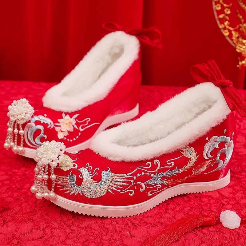 รองเท้าฮันฟูฤดูหนาวสำหรับผู้หญ - Embroidery Red บทวิจารณ์และราคา