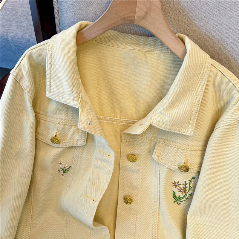 เสื้อแจ็คเก็ตยีนส์สีเหลืองปักล - Embroidery Yellow Flower บทวิจารณ์และราคา