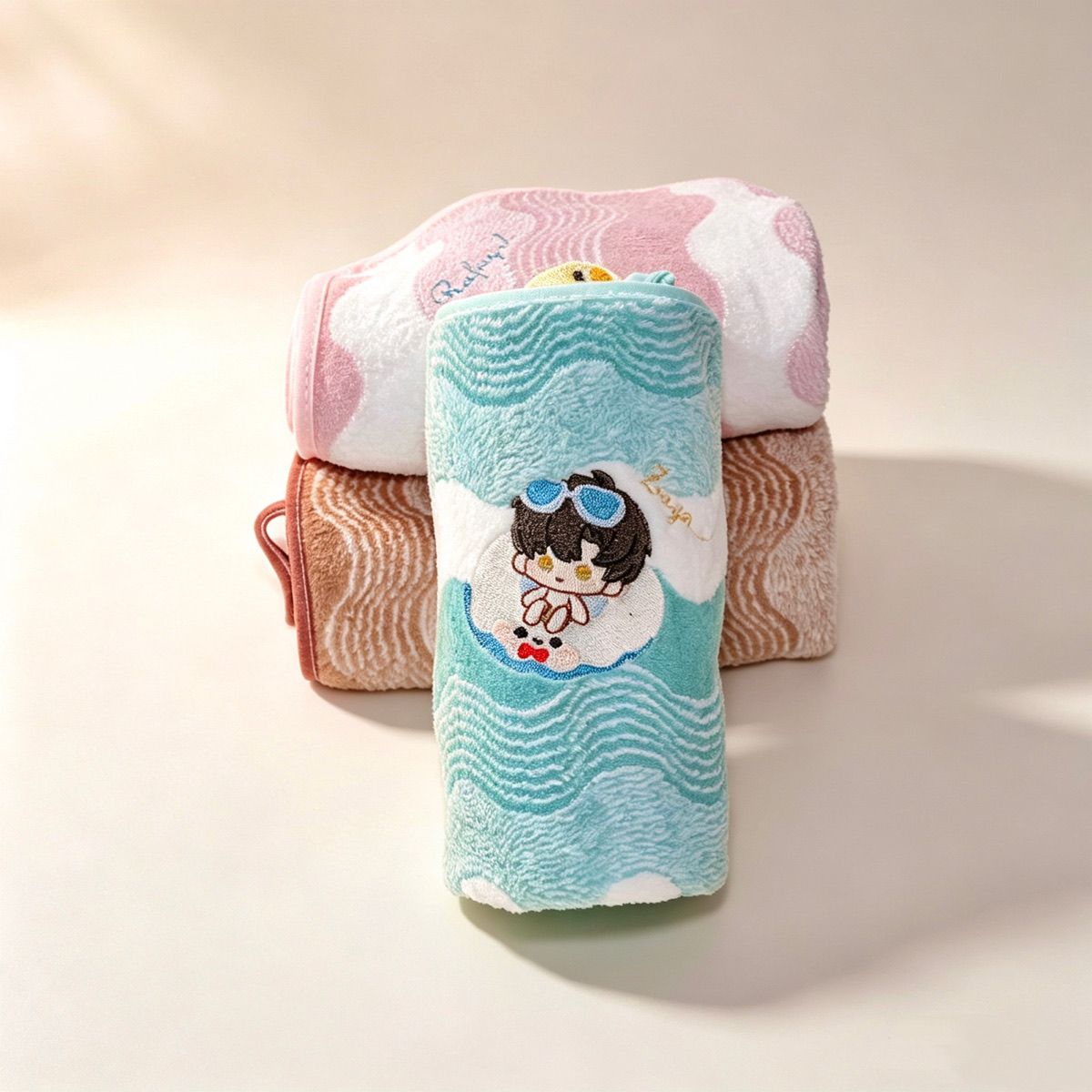 ผ้าเช็ดมือขนแกะลายการ์ตูน Anim - Embroidery Love บทวิจารณ์และราคา