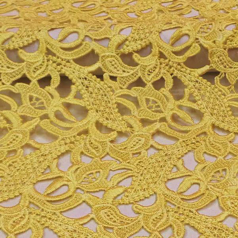 ผ้าลูกไม้คุณภาพสูงสีเหลือง ปัก - Embroidery Yellow Flower บทวิจารณ์และราคา