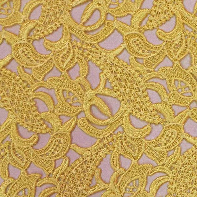 ผ้าลูกไม้คุณภาพสูงสีเหลือง ปัก - Embroidery Yellow Flower บทวิจารณ์และราคา