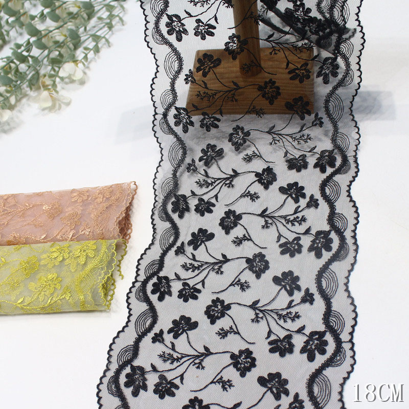 ลูกไม้ปักลายสองด้าน 41 หลา สีด - Embroidery Yellow Flower บทวิจารณ์และราคา