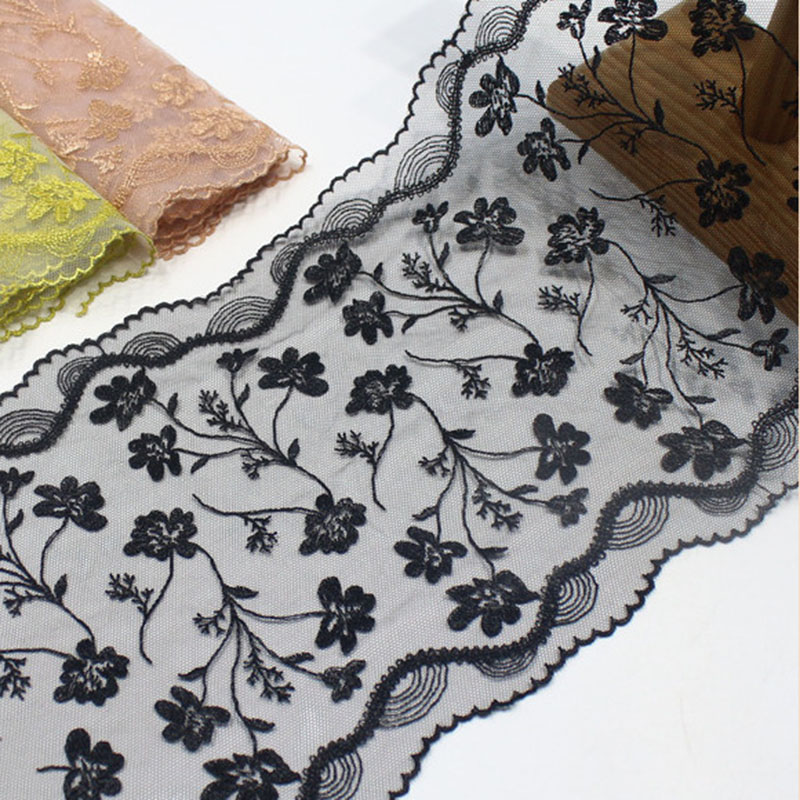 ลูกไม้ปักลายสองด้าน 41 หลา สีด - Embroidery Yellow Flower บทวิจารณ์และราคา