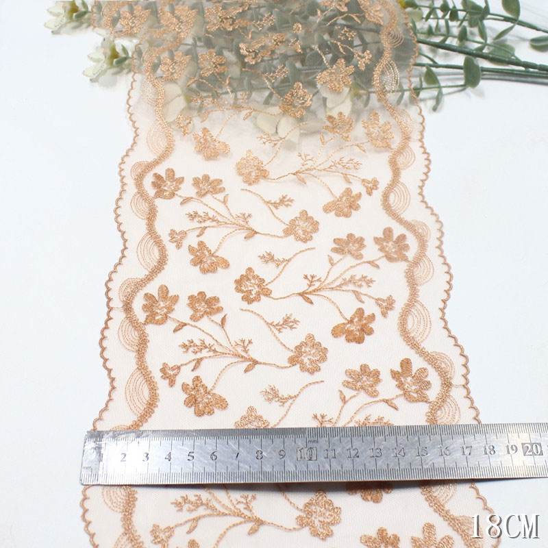 ลูกไม้ปักลายสองด้าน 41 หลา สีด - Embroidery Yellow Flower บทวิจารณ์และราคา