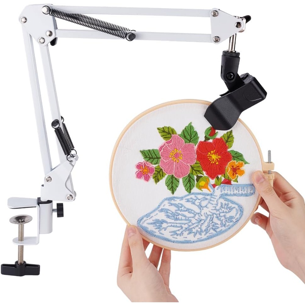 สีขาวเย็บปักถักร้อยขาตั้งชุด 8 - Embroidery Hoop Stand บทวิจารณ์และราคา