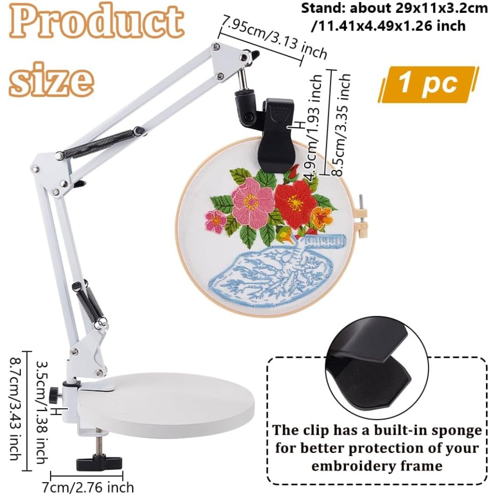 สีขาวเย็บปักถักร้อยขาตั้งชุด 8 - Embroidery Hoop Stand บทวิจารณ์และราคา