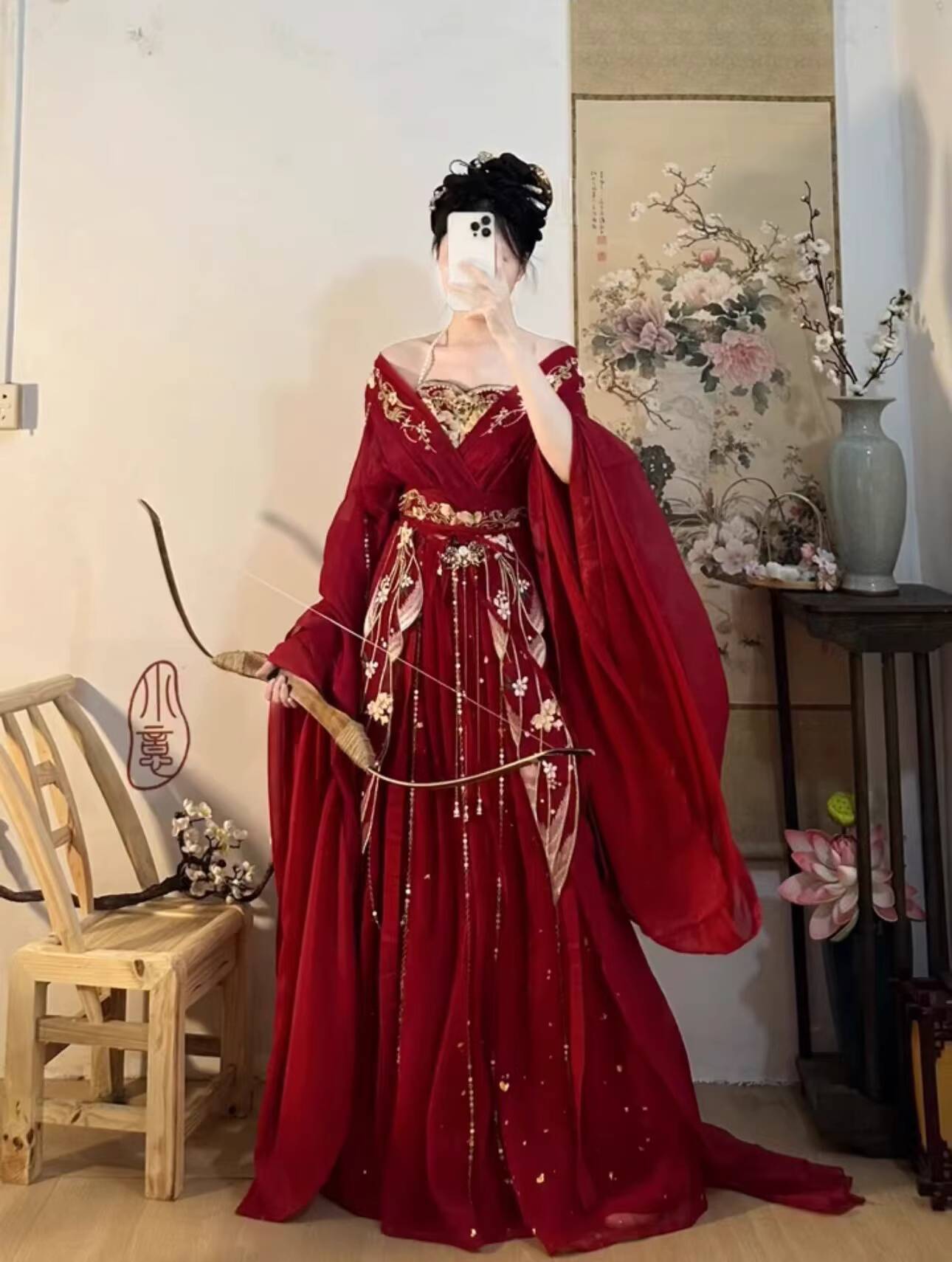 ชุดฮั่นฝูผู้หญิงสไตล์ราชวงศ์เห - Embroidery Red บทวิจารณ์และราคา