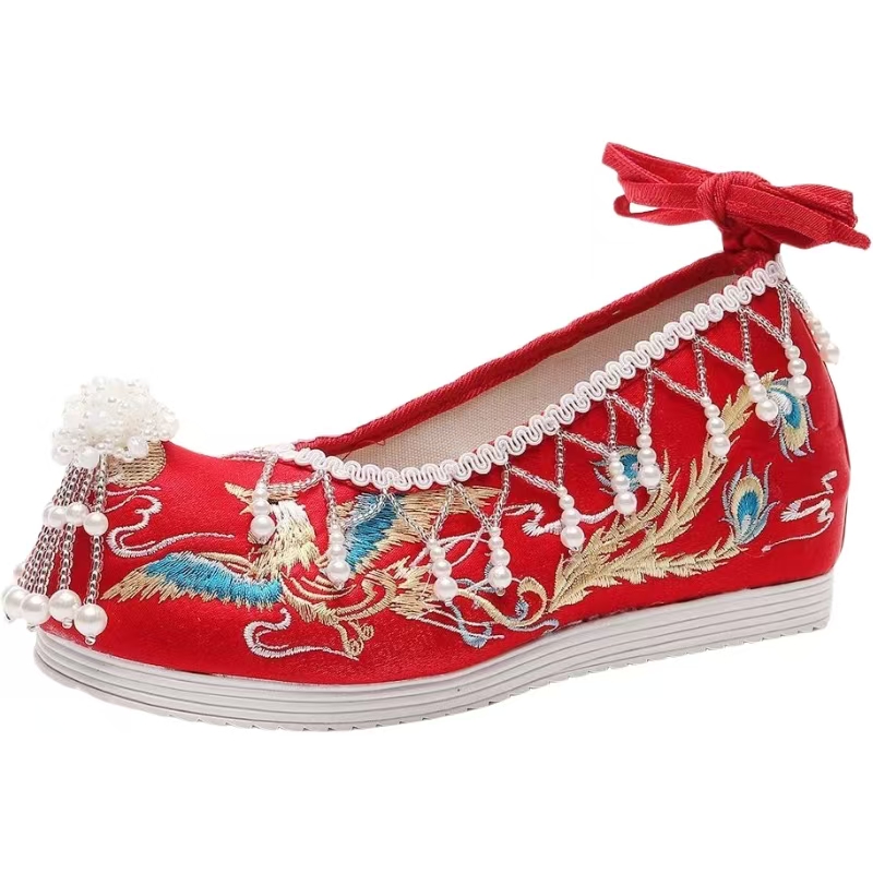 รองเท้าแต่งงานผู้หญิงสีแดงปักล - Embroidery Style บทวิจารณ์และราคา