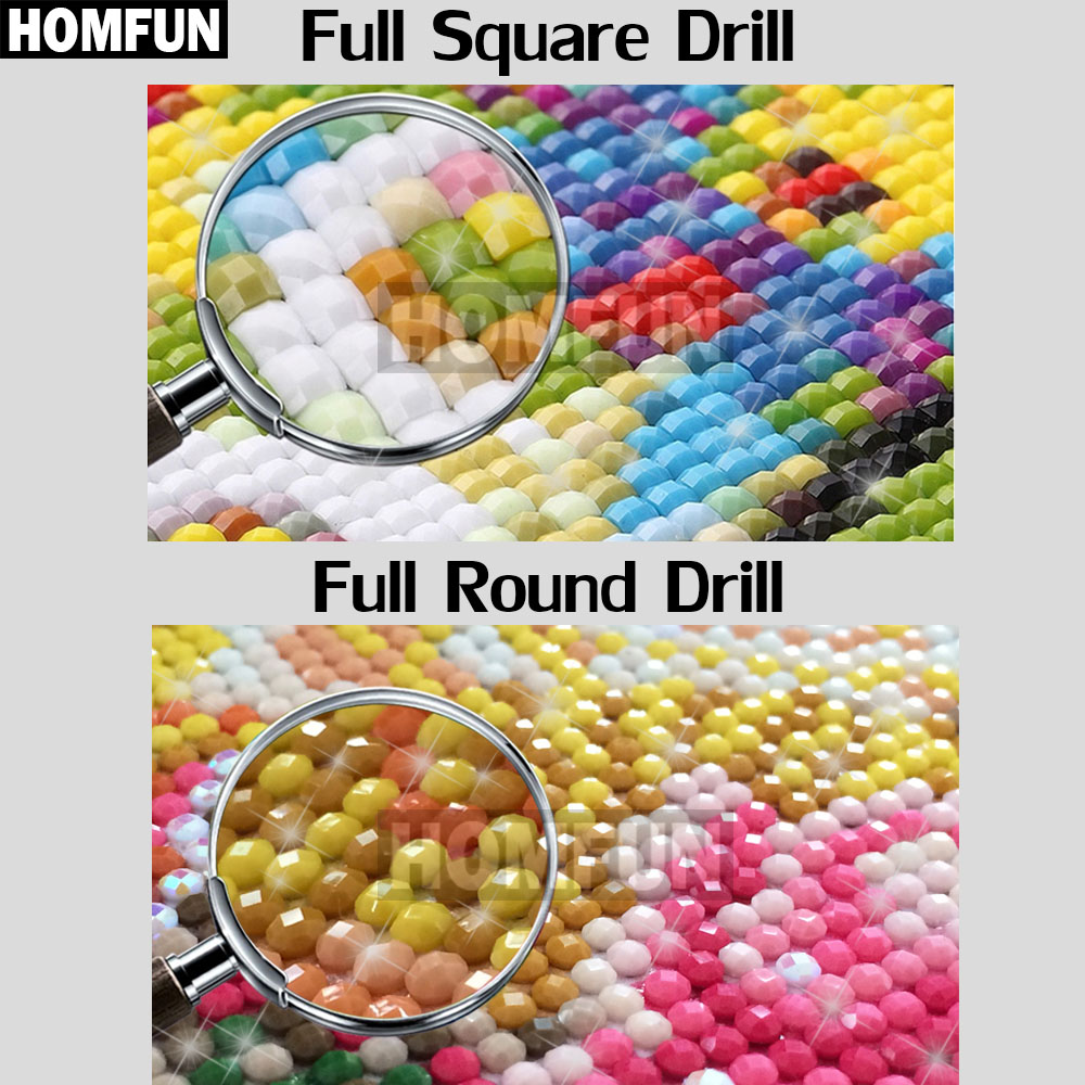 HOMFUN 5D รูปแบบเพชร Rhineston - Embroidery Cross Stitch Patterns บทวิจารณ์และราคา
