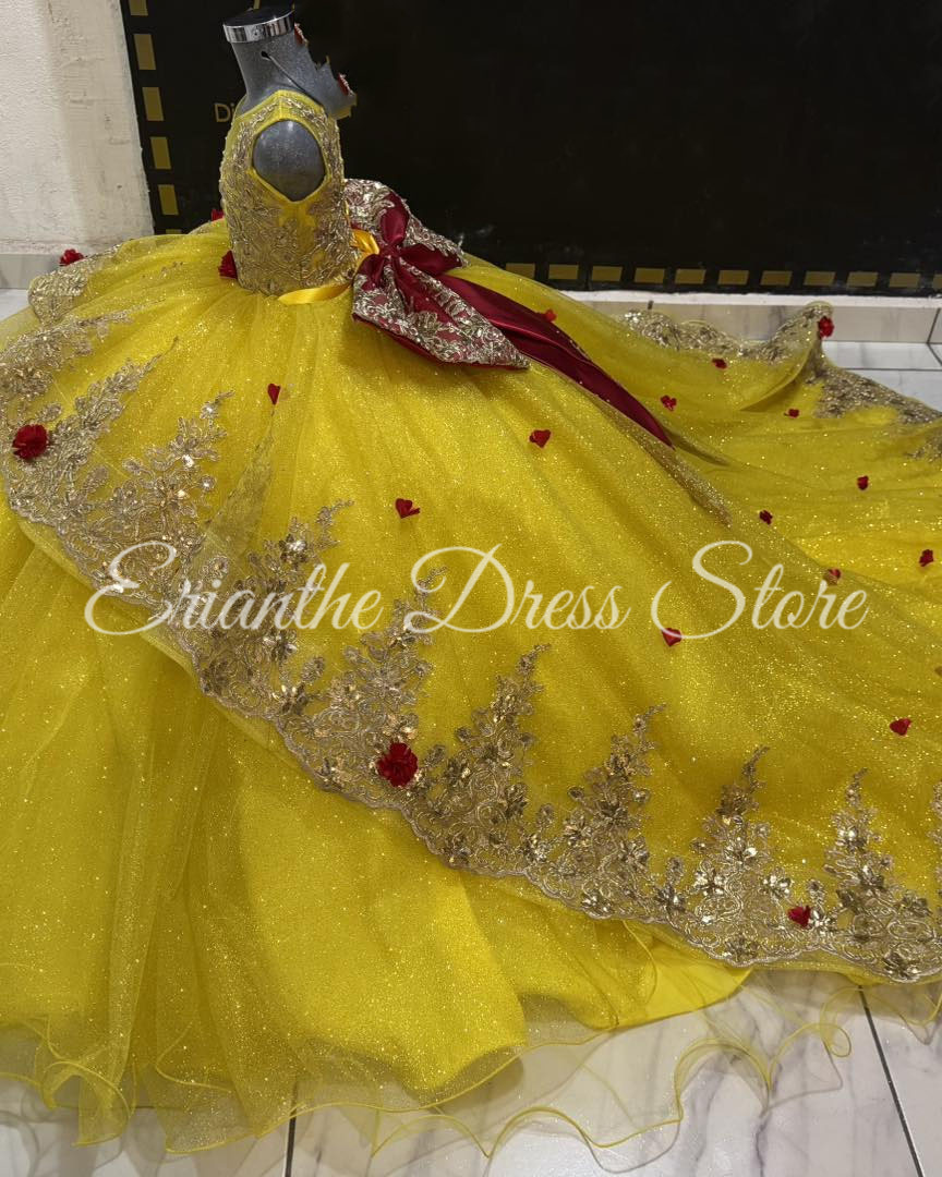 สีเหลืองดอกไม้สาวชุดสําหรับงาน - Embroidery Yellow Flower บทวิจารณ์และราคา